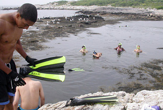 Pre-freshman students snorkel