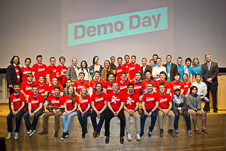 Student entrepreneurs at eLab's DemoDay April 19.