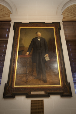 A portrait of Ezra Cornell at the state education department building in Albany.
