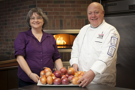 Martha Mutschler and Steve Miller with onions