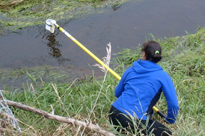 collecting water sample