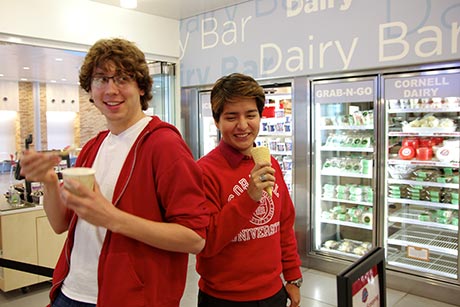 Two students with ice cream