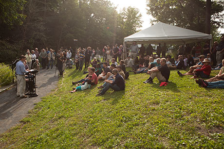 audience at Cascadilla Gorge Trail reopening