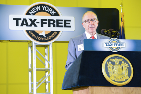 David Skorton addresses the New York Gov. Andrew Cuomo's "Tax-Free NY" summit.
