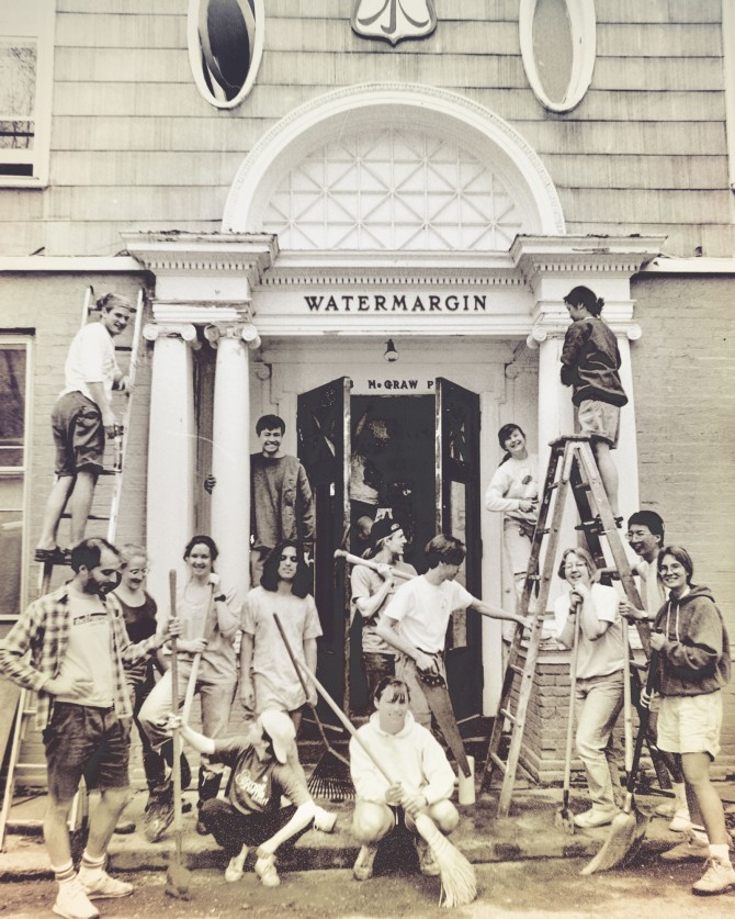 Residents in 1992 recreate a scene from Watermargin's opening in 1948.