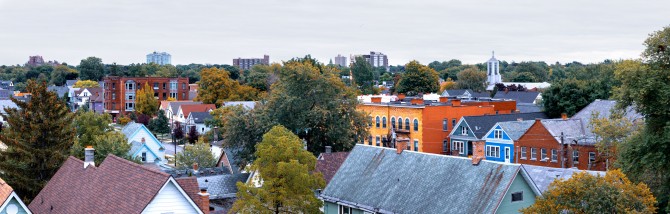 Aerial view of Buffalo neighborhood