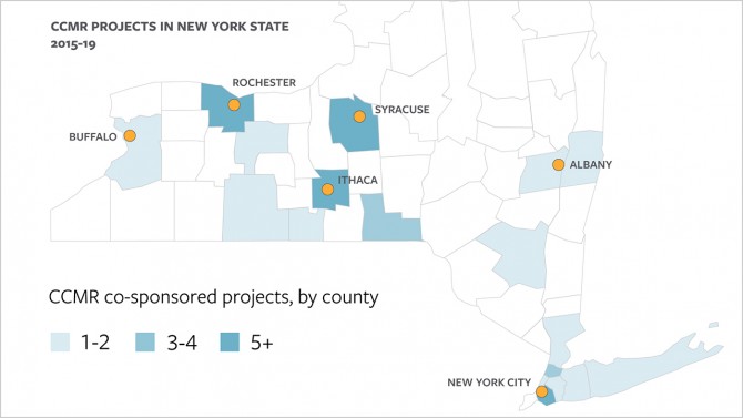 CCMR projects in New York State map