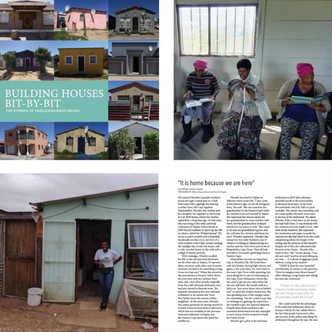 A collage with a program cover on the left, 3 Woman reading a booklet on the right and a woman standing in front of a house on the bottom.