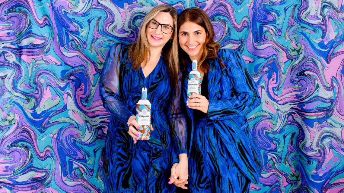 Tracy Luckow ’99, left, and her sister Lori Gitomer ’01 created Whipnotic, a line of swirly, flavored whipped creams.