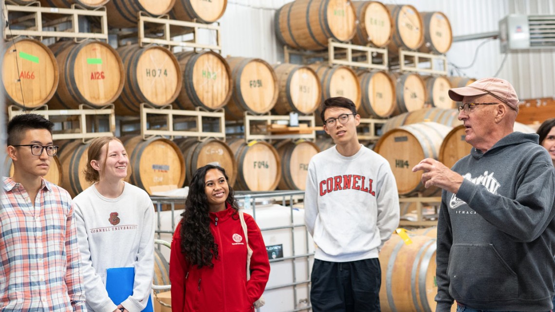 Students learn about winemaking at Treleaven
