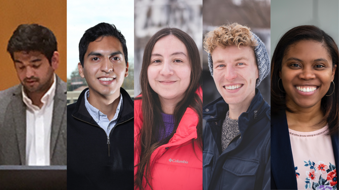 Cornell doctoral candidates Christopher Berardino, Houston Claure, Irma Fernandez, Robert Swanda, and Tibra Wheeler