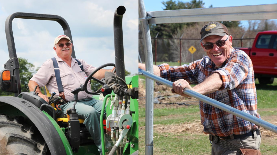 image of paul stachowski on a tractor and steve mckay in the field
