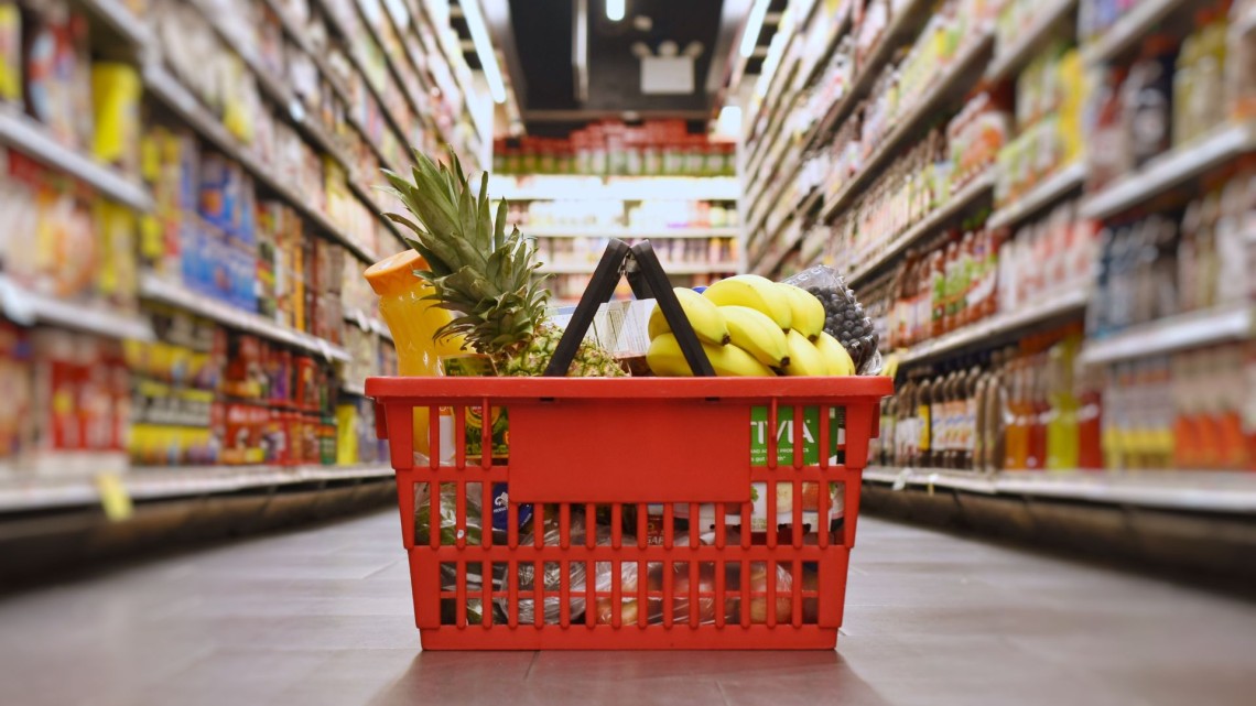 image of grocery basket with food