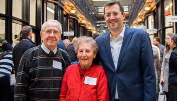 Matthew Nagowski 05 with his grandparents, Wally and Florence Kowal at downtown Buffalos historic Market Arcade