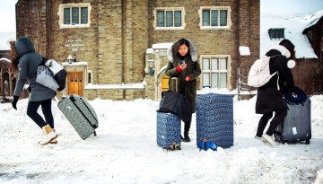 Students with luggage