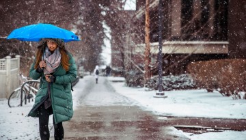 Student with umbrella