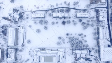 A view of campus via drone camera.