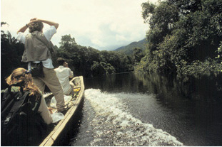 A dug-out canoe carries