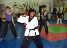 Helene Dillard practices Tae Kwon Do