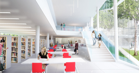 rendering of library reading room