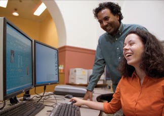 Avital Mendelson, engineering '06, right, and computer science lecturer Rajmohan Rajagopalan