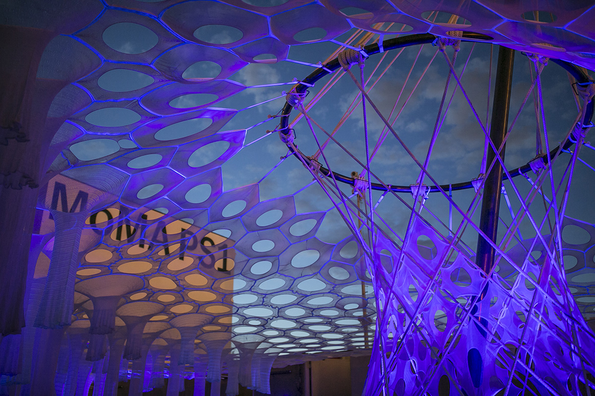 Glowing and misting, Jenny Sabin's 'Lumen' installation opens