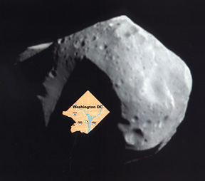 map of Washington, DC to scale of the asteroid