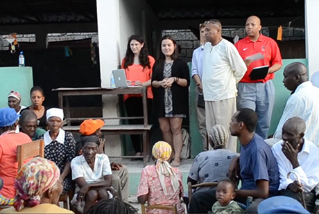 community meeting in Haiti