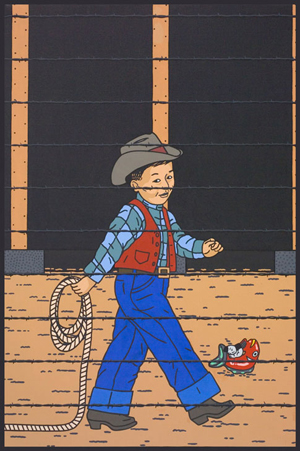 painting of boy in camp