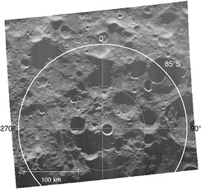 Radar image of lunar south pole