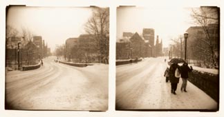 of 3-D images of Cornell scenes in the winter