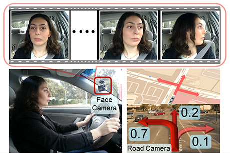 collage with woman driving car