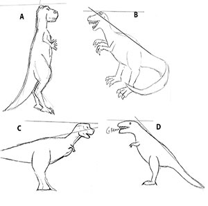 T. rex sketches by undergrads