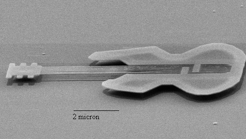 Smallest guitar, about the size of a human blood cell, illustrates new  technology for nano-sized electromechanical devices | Cornell Chronicle