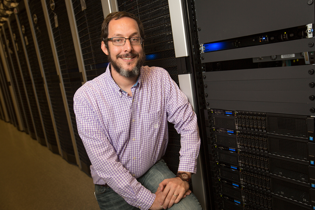 David Bindel, in front of supercomputer