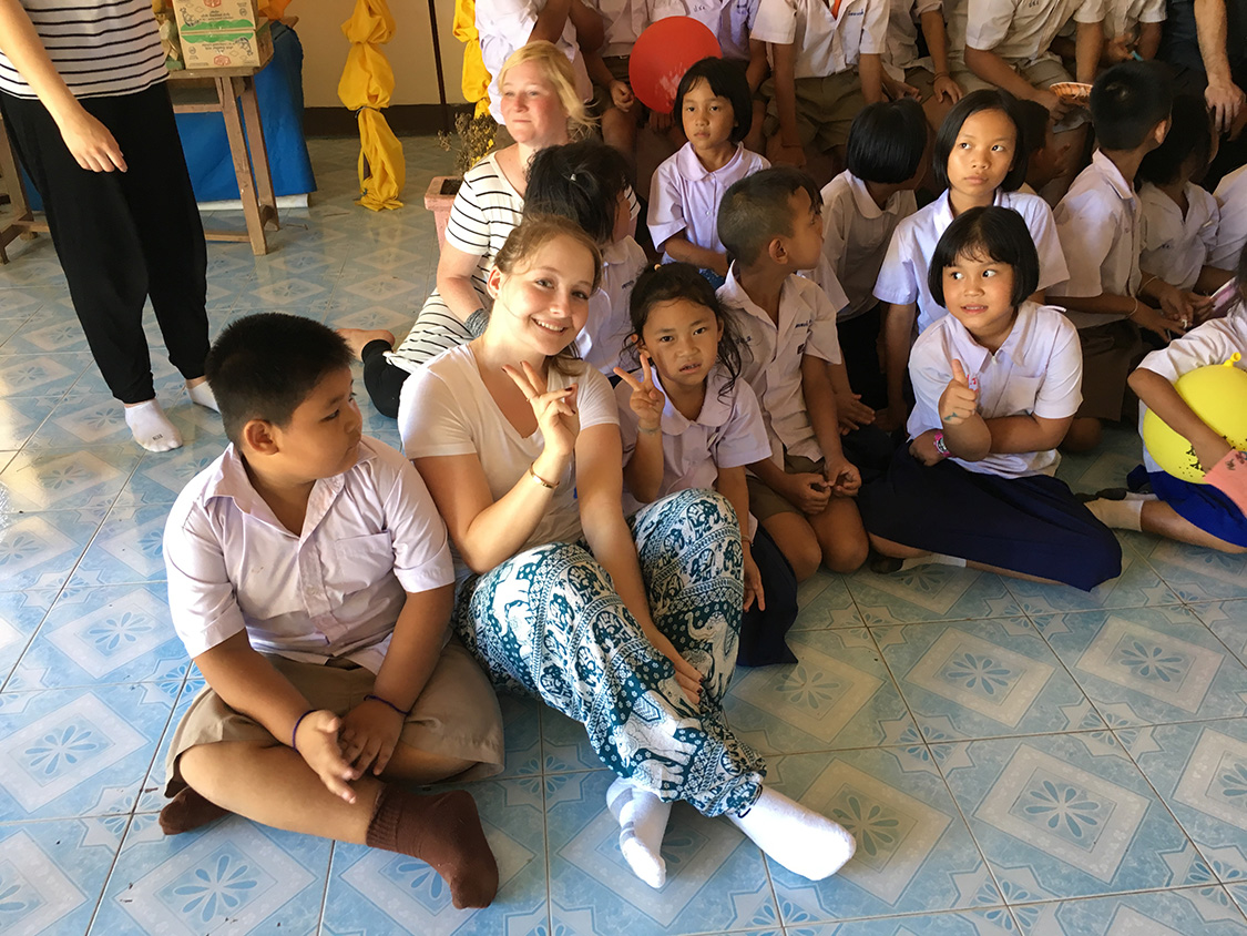 Sofia Aumann working in a school in Chiang Rai