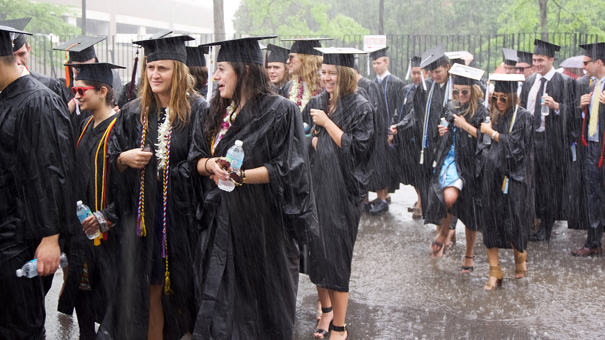 Grad procession rain