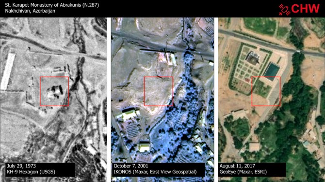 Satellite images show St. Karapet Monastery of Abrakunis 