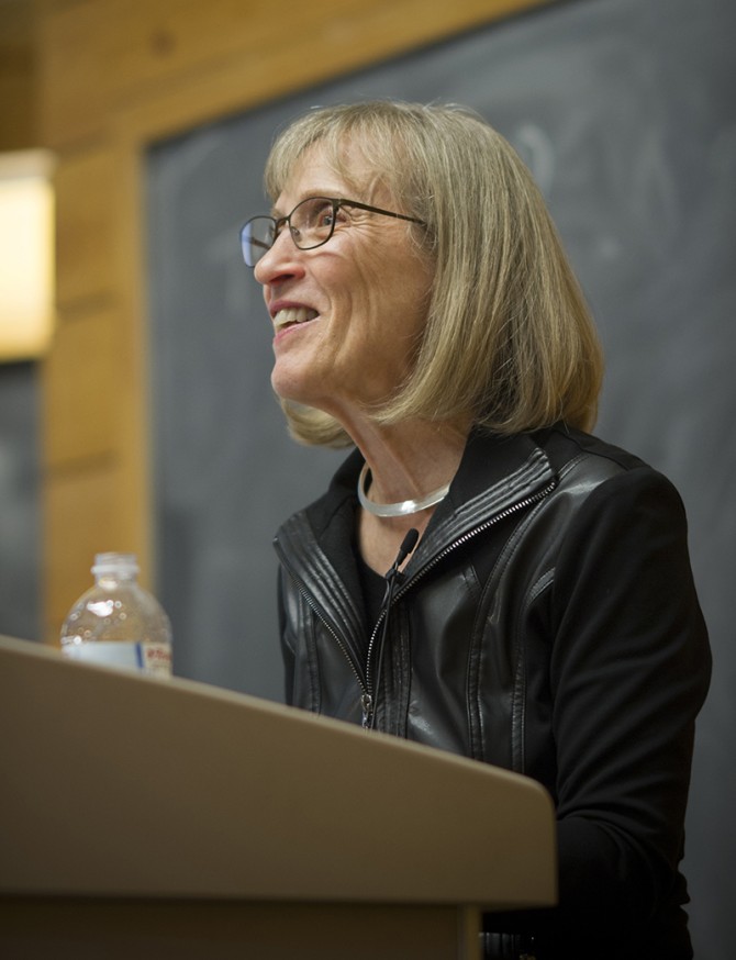 Claudia Goldin ’67 speaks on campus in 2014.