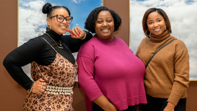 Ithaca-based photographer Nydia Blas (left), with co-founders of the “Collectively Envisioning Black Girl Futures” working group: Misha Innis-Thompson ’16, assistant professor of psychology, and Courtney Mauldin, assistant professor of educational leadership at Syracuse University.