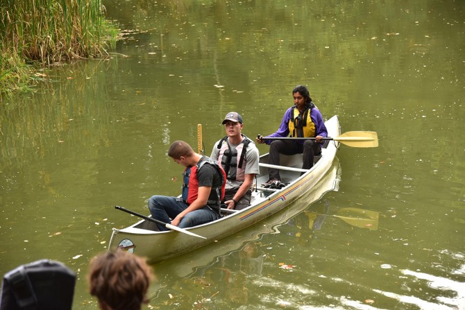 Treman in canoe