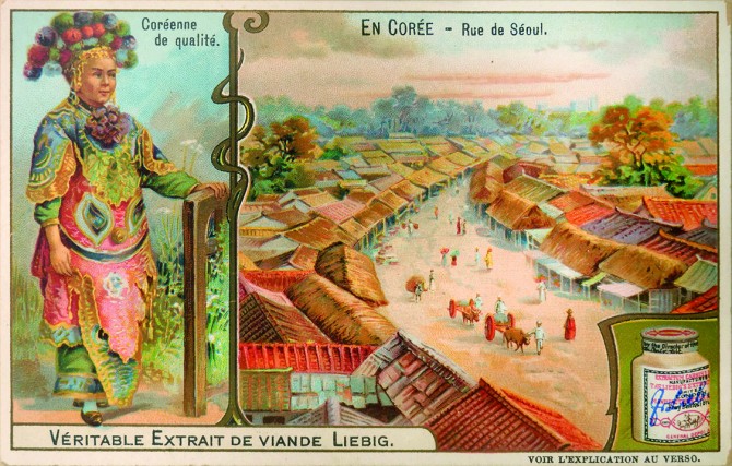 Trade card with color images of Korea, advertising Liebig’s Extract of Meat, 1904