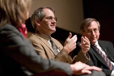 task force co-chairs Cathy Dove and Paul Streeter and Provost Kent Fuchs