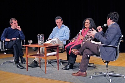 from left, panelists Tom Standage, Eric Tagliacozzo, Julie Sahni and Sasha Issenberg