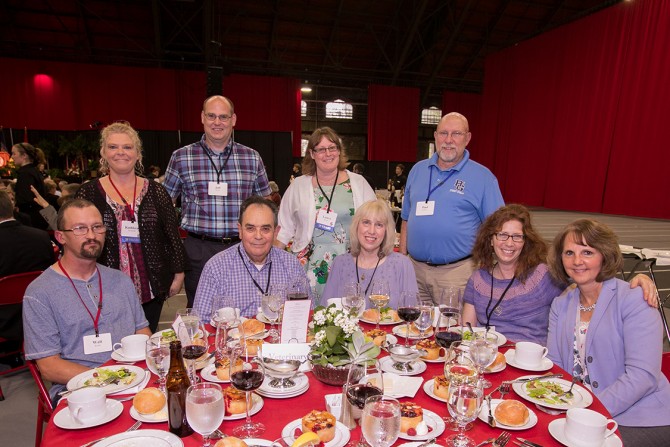 Staff members from the College of Veterinary Medicine and guests celebrate at the 63rd Service Recognition Dinner June 5.