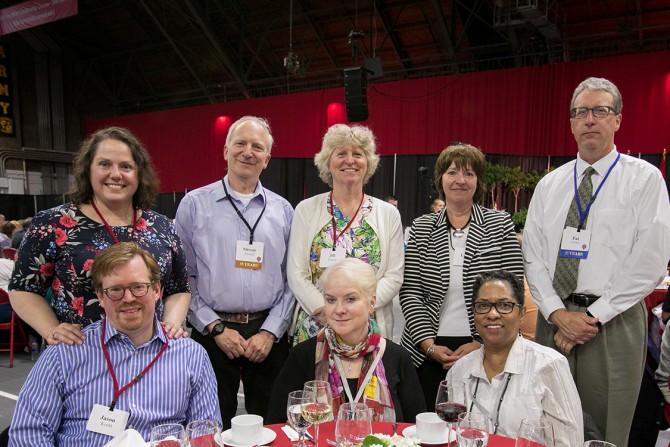 Staff members from the College of Engineering and guests celebrate at the 63rd Service Recognition Dinner June 5.