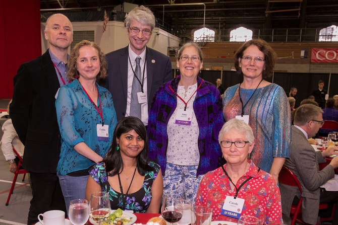 Staff members from the Cornell University Library and guests celebrate at the 63rd Service Recognition Dinner June 5.