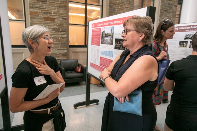 Two Student and Campus Life staff members – Jane McClellan, IT portfolio and project manager, and Karen Brown, director of marketing and communications – discuss their work.