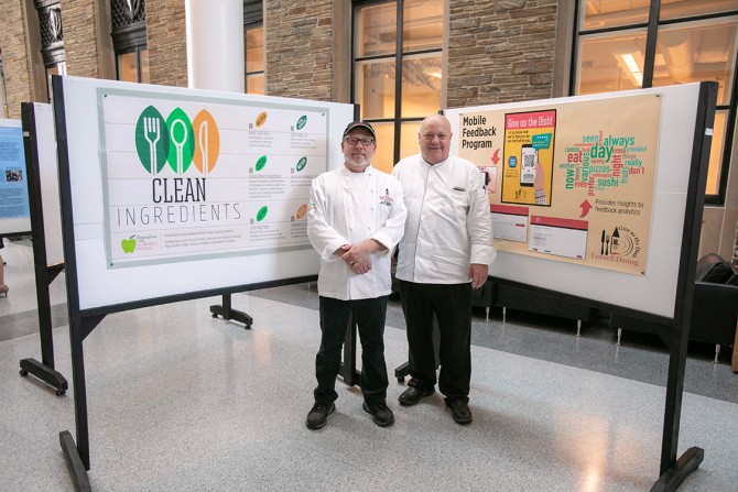 Cornell Dining staffers Paul Zullo, quality assurance and development chef, and Steve Miller, director of culinary operations, highlight their unit’s offerings.
