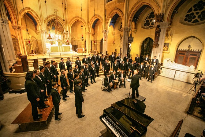 Members of the Cornell University Glee Club perform at the Church of St. Mary the Virgin 